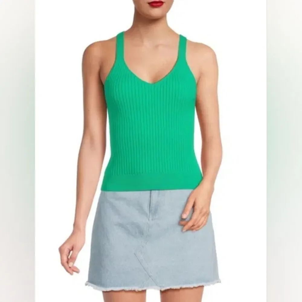 Lea & Viola Medium Top Ribbed Knit Sleeveless Tank Top
